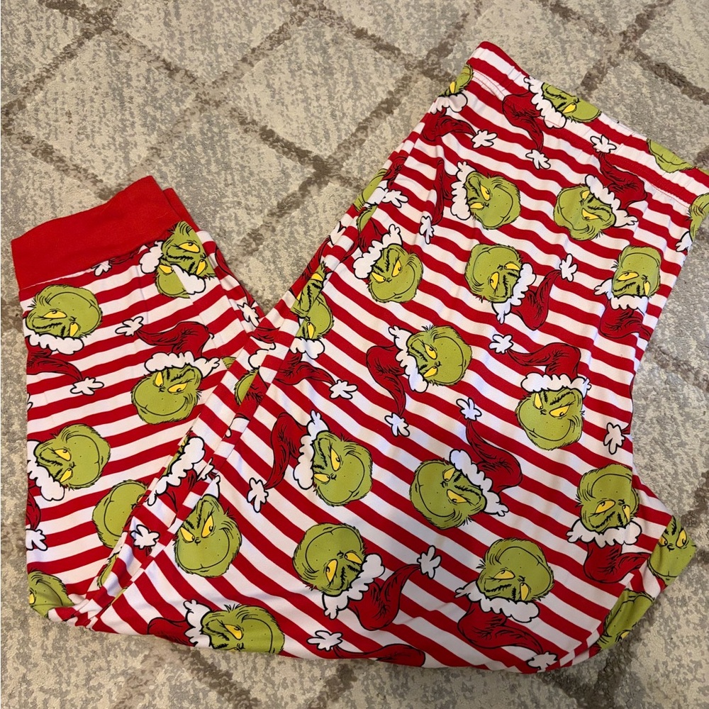 Adult Grinch Red Stripe Holiday Pajama Pants Size 2X